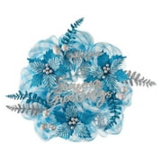 Holiday Time 20 inch Blue Poinsettia Mesh Christmas Wreath