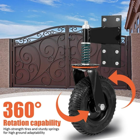 8" Gate Wheels Heavy Duty Spring-Loaded Gate Caster For Wooden Metal Tube Gate