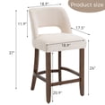 thumbnail image 3 of Vknow Furniture Bar Stools Set of 4, 26" Upholstered Counter Height Bar Stools, Modern Counter Stools with Wood Legs for Kitchen Island Dining Room Bar,White, 3 of 10