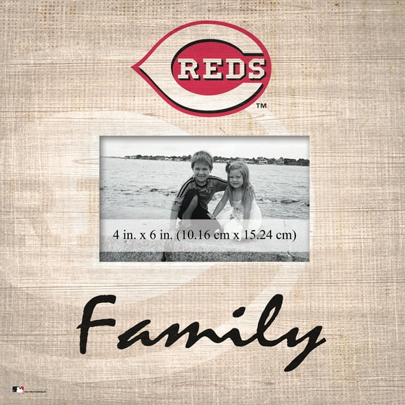 Cincinnati Reds 10'' x 10'' Burlap Pattern Frame