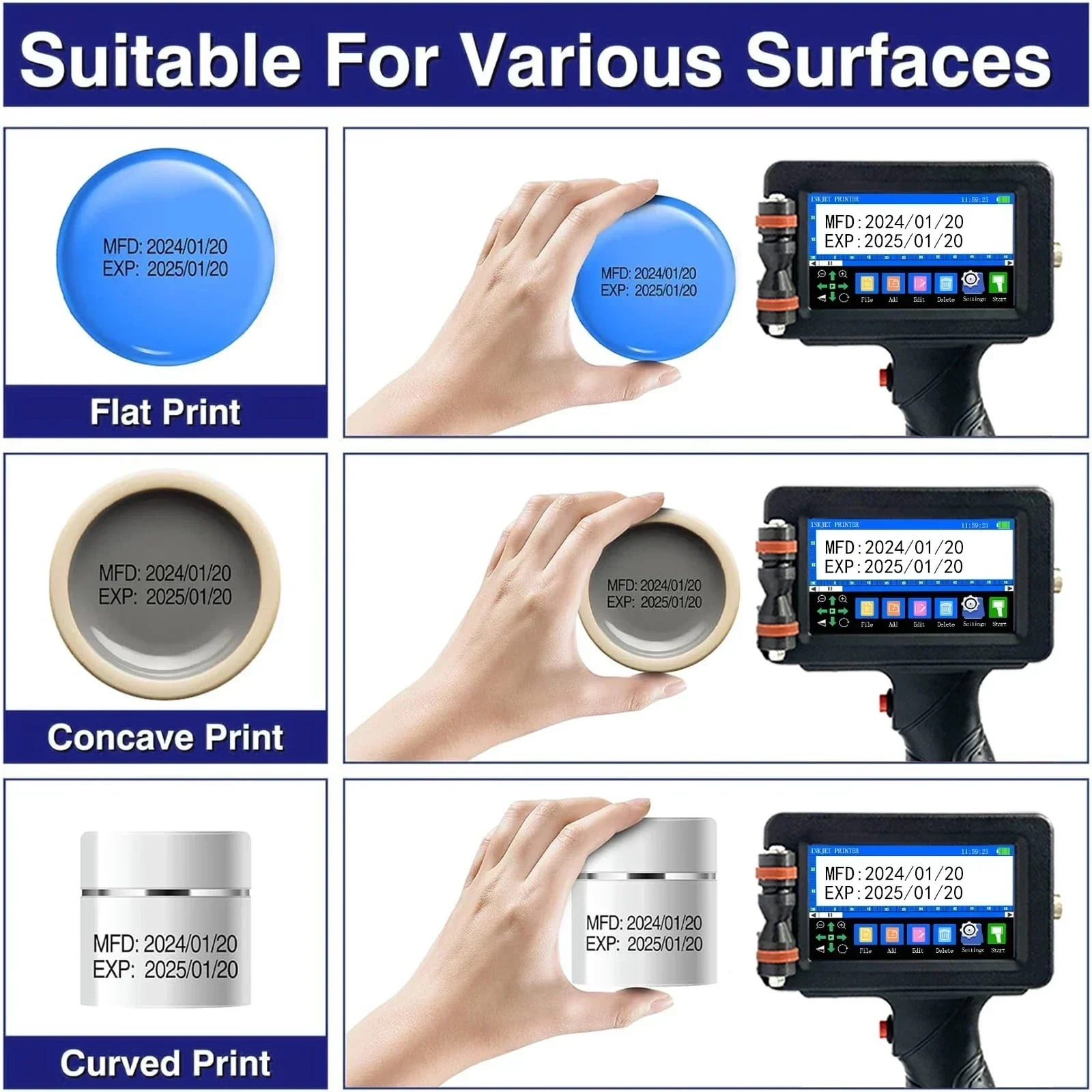 Portable Handheld Inkjet Printer with Fast-Drying Ink Text Barcode Batch Number Logo Label Printer ,Fast-Drying Ink with Crisp Output