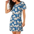 thumbnail image 2 of Picia Swan Birds Pattern Women’s Nightdress – Casual Short-sleeved Loose-Fit Sleepwear, Soft Cotton Short-Sleeve Sleep Shirt for Relaxation & Comfort, 2 of 6