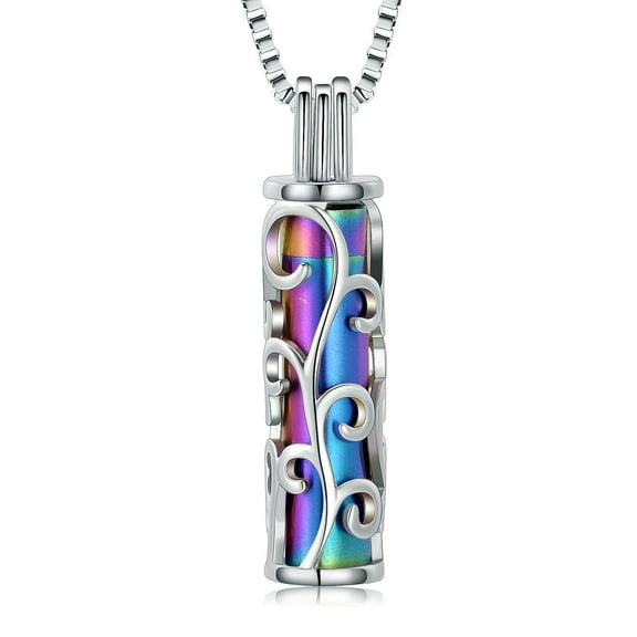 Cylinder Urn Necklace for Ashes for Women Men Tree of Life Cremation Jewelry Keepsake Memorial Jewelry for Human Pets Ashes