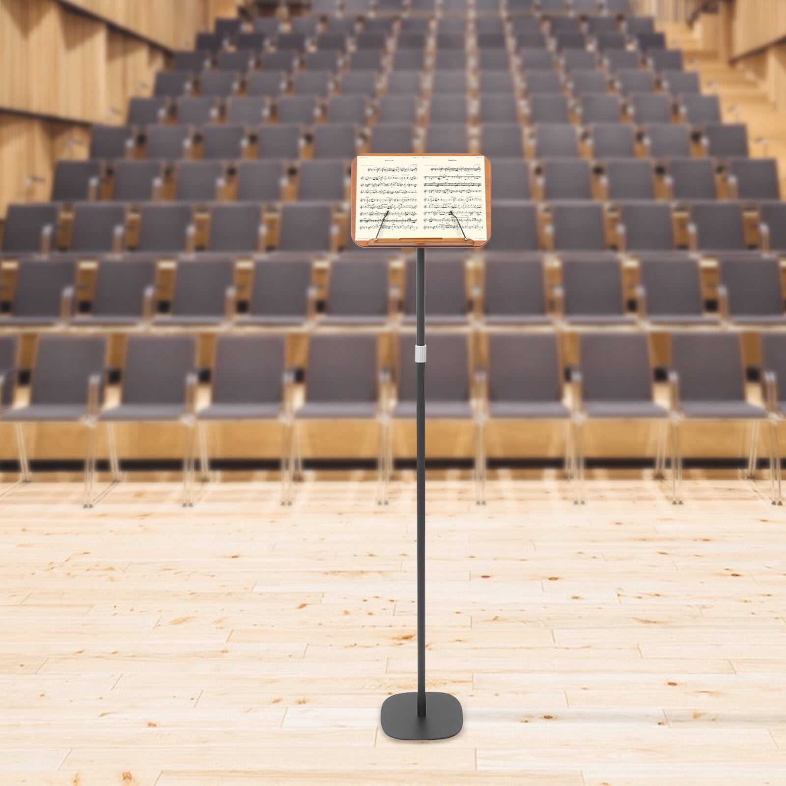 Wooden Iron Music Stand, Wood Book Stand, Multifunction Floor Mount Book Stand 15.4*10.4in for Schools, Bedrooms, Living Rooms