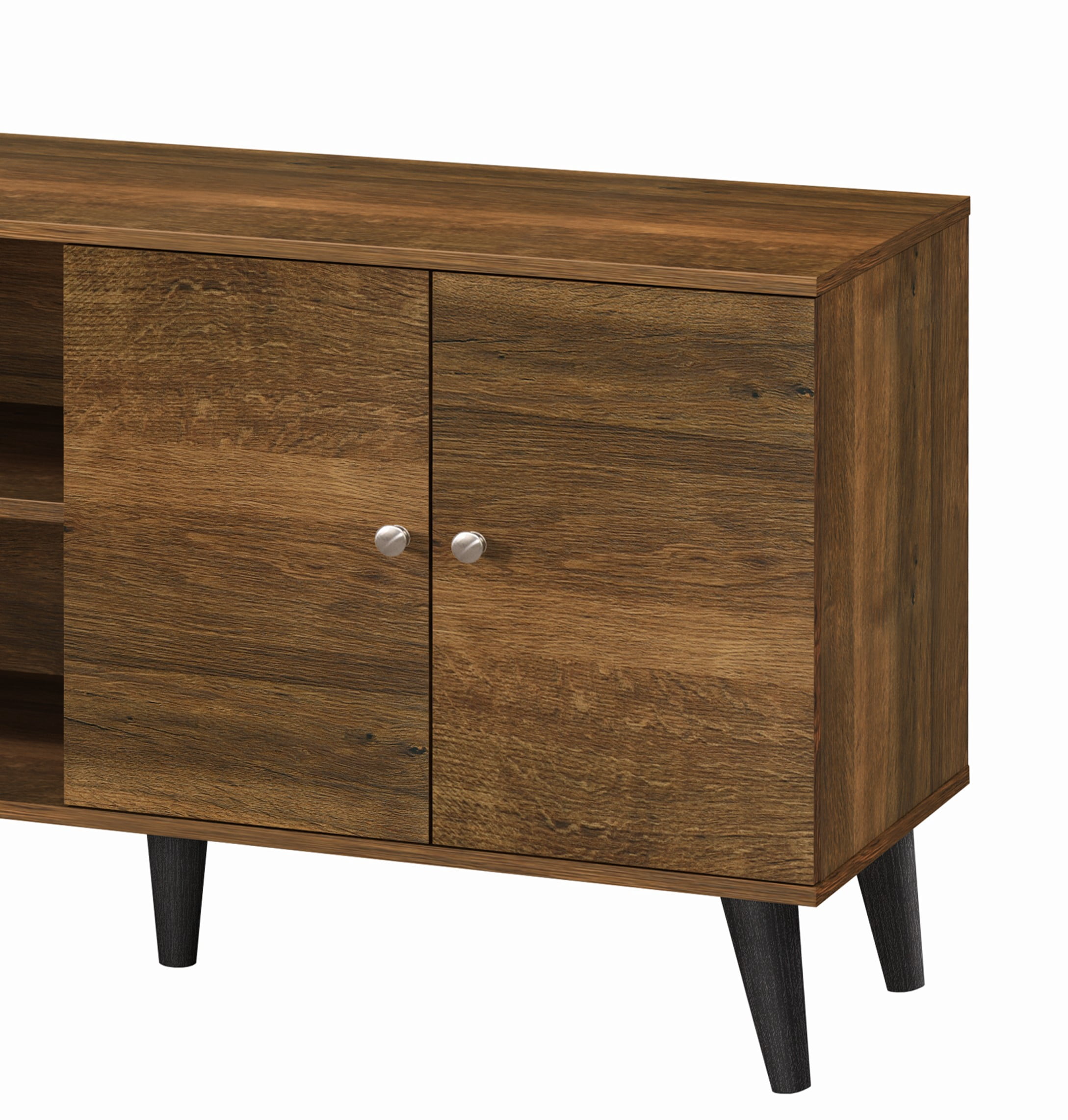 Mintazer 47.3" Mid-Century Modern TV Stand with Open Storage, Media Entertainment Centre with Cable Hole & 2 Door Cabinet, Brown