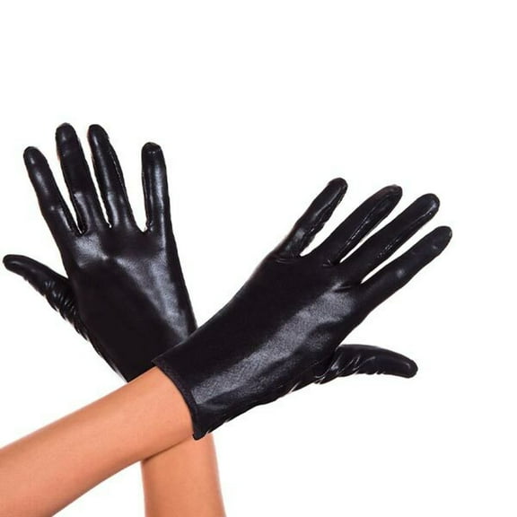 Wet look gloves 469-BLACK