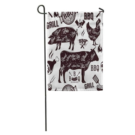 KDAGR BBQ Meat Cuts and Barbecue Beef Cow Butcher Brisket Organic Garden Flag Decorative Flag House Banner 28x40
