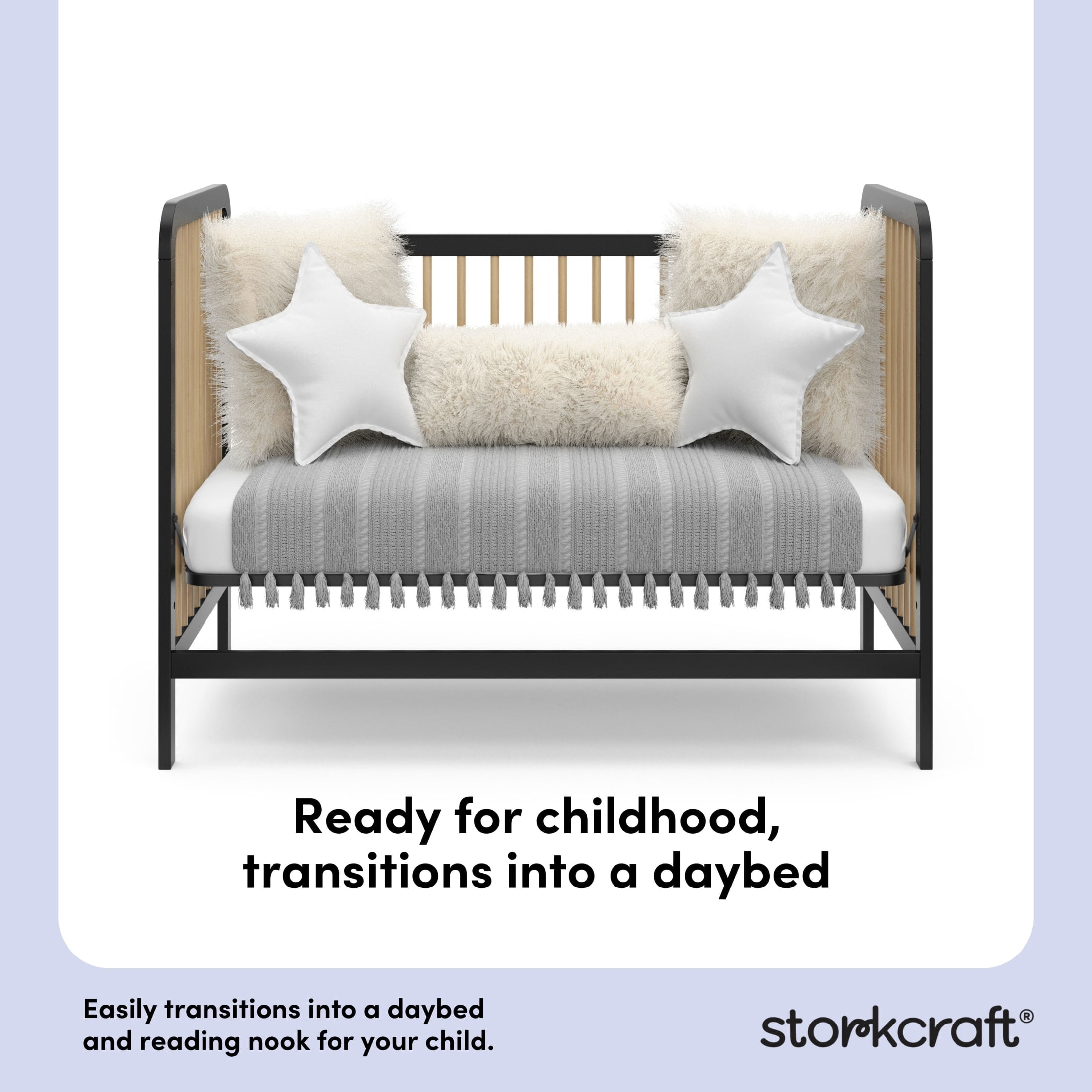 Storkcraft Pasadena 3-in-1 Convertible Baby Crib, Black and Driftwood