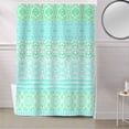 thumbnail image 5 of Fabric Shower Curtain, Boho Teal and Green Striped Geometric Ethnic Style Bathroom Curtain with 12 Hooks Waterproof No Bad Odor Machine Washable Bath Curtains for Bathroom, Spa Room, 72"x84", 5 of 6
