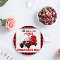 thumbnail image 4 of ZHANZZK Valentine's Day Red Truck and Rose Wooden Grain and Plaid Set of 4 Round Coaster for Drinks, Absorbent Ceramic Stone Coasters Cup Mat with Cork Base for Coffee Table Bar Decor, 4 of 6