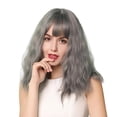 thumbnail image 1 of Peluca ondulada gris de Cosplay de exterior exterior exterior natural para mujer de 14 '' con resistente a golpes Salvador peluca sintética bob para mujer, 1 of 10