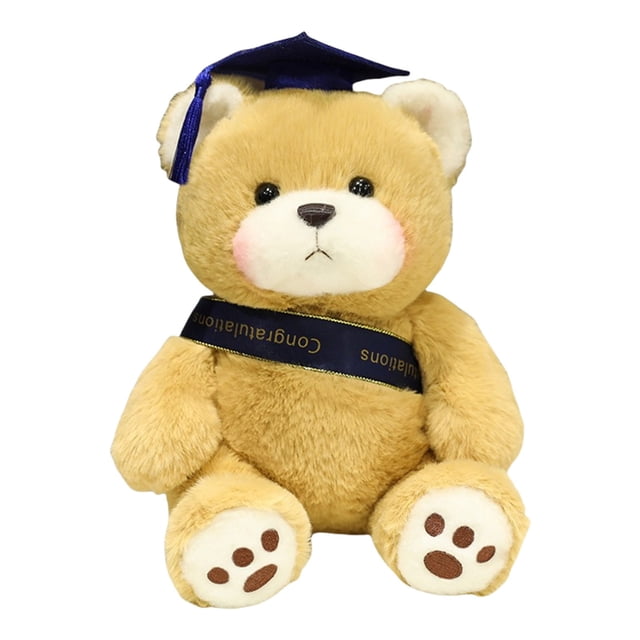 Blue Educational Graduation Bear Plush Toy With Cap And Scroll For Children Soft Stuffed Animal 9.84 Inches Size Comfort Gift For Academic Events