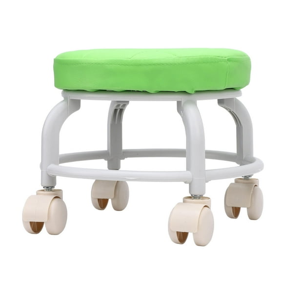 Salon Stool with Wheels, Portable Ergonomic Green Rolling Stool  for Home