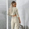 thumbnail image 2 of Women's 2 Piece Outfits Long Sleeve Crop Top Sweatshirts and High Waist Pocketed Pants Joggers Casual Sweatsuits Set, 2 of 7