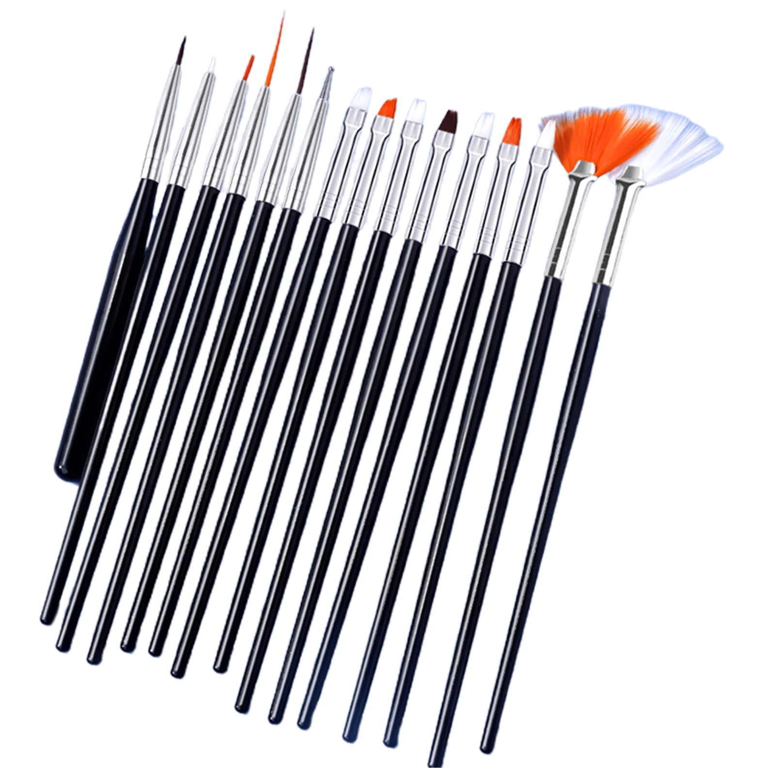 huanledash 15Pcs Nail Art Brush Kit Soft Bristles Fine Nib Nonshedding