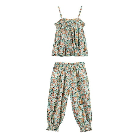 

Toddler Girls Outfits Casual Outfits Kids Floral Cool Halter Top And Pants Romper Playsuit Fall Girls Clothings 3 Years-4 Years