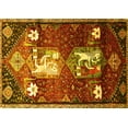 thumbnail image 1 of Ahgly Company Machine Washable Indoor Rectangle Animal Yellow Traditional Area Rugs, 7' x 9', 1 of 4