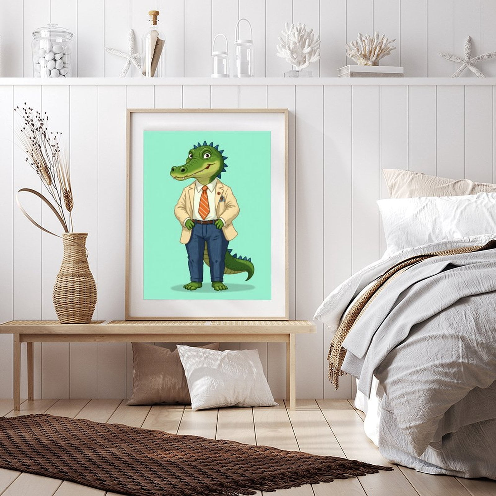 Diamond Art Kits for Adults - 5d Cartoon Crocodile Business Suit Diamond Painting for Adults, Diamond Art for Adults Beginners, Diamond Painting Kits for Adults for Home Wall Decor