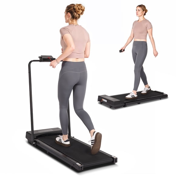 Naipo Treadmill Foldable 2-in-1 Under Desk Walking Pad with 0.5-6MPH Speed Range Compact Electric Running Remote Control for Home Fitness