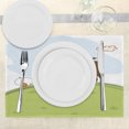 thumbnail image 3 of Ambesonne Funny Place Mats Set of 4, Shower and Hedgehog, Standard Size, Green Pale Blue, 3 of 6
