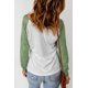 thumbnail image 1 of ABPHQTO Top de mujer de manga larga de malla de patchwork colorblock verde, 1 of 5