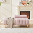 thumbnail image 2 of Teddy Velvet Storage Ottoman Bench with 2 Drawers, Footrest Couch with Metal Legs and Padded Seat, Tufted End of Bed Stool with Solid Wood Frame for Entryway Dorm Living Room Bedroom, Pink, 2 of 9