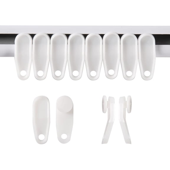 White Traverse Rod Slides Curtain Track Glider Hooks for Curtains(50 Pack)...