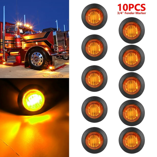 TSV 3/4" Amber Side LED Marker Light for Car Boat Truck Trailer, Waterproof Boat Interior and