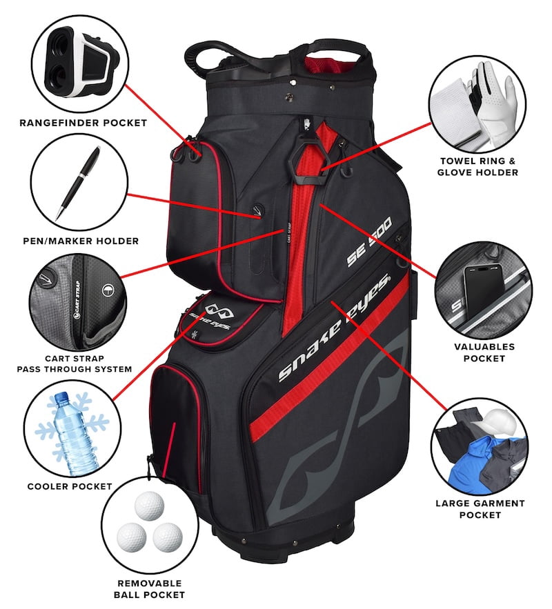 Snake Eyes Golf SE500 Cart Bag Black/Heather Gray/Red