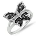 thumbnail image 1 of Dazzlingrock Collection 0.24 Carat (ctw) Sterling Silver Round Black & White Diamond Butterfly Right Hand Ring 1/4 CT, Size 8.5, 1 of 1