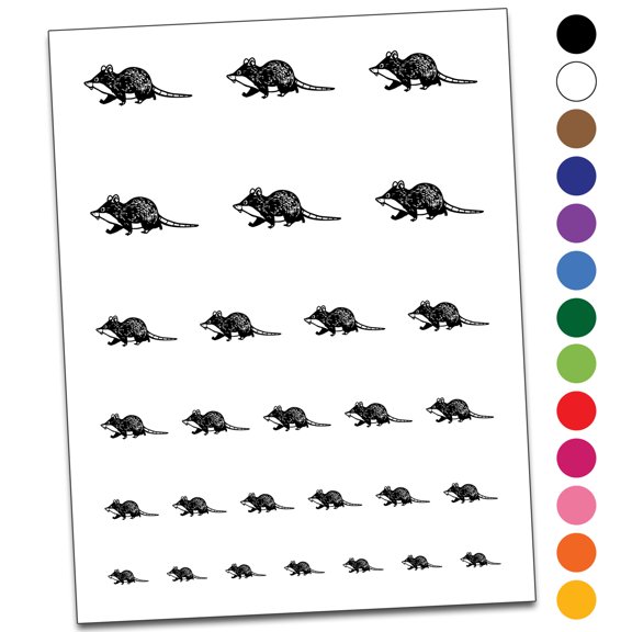 Cute Chubby Rat Walking Water Resistant Temporary Tattoo Set Fake Body Art Collection - Orange