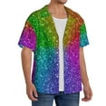 thumbnail image 4 of Honeii 's Colorful Glitter for men's short-sleeved button-up collared shirt featuring a pocket, perfect for beach vacations, and travel adventures., 4 of 5