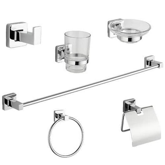 Juego De 6 Accesorios Para Baño Alfa Acero Inoxidable Cromado De Lujo Redo