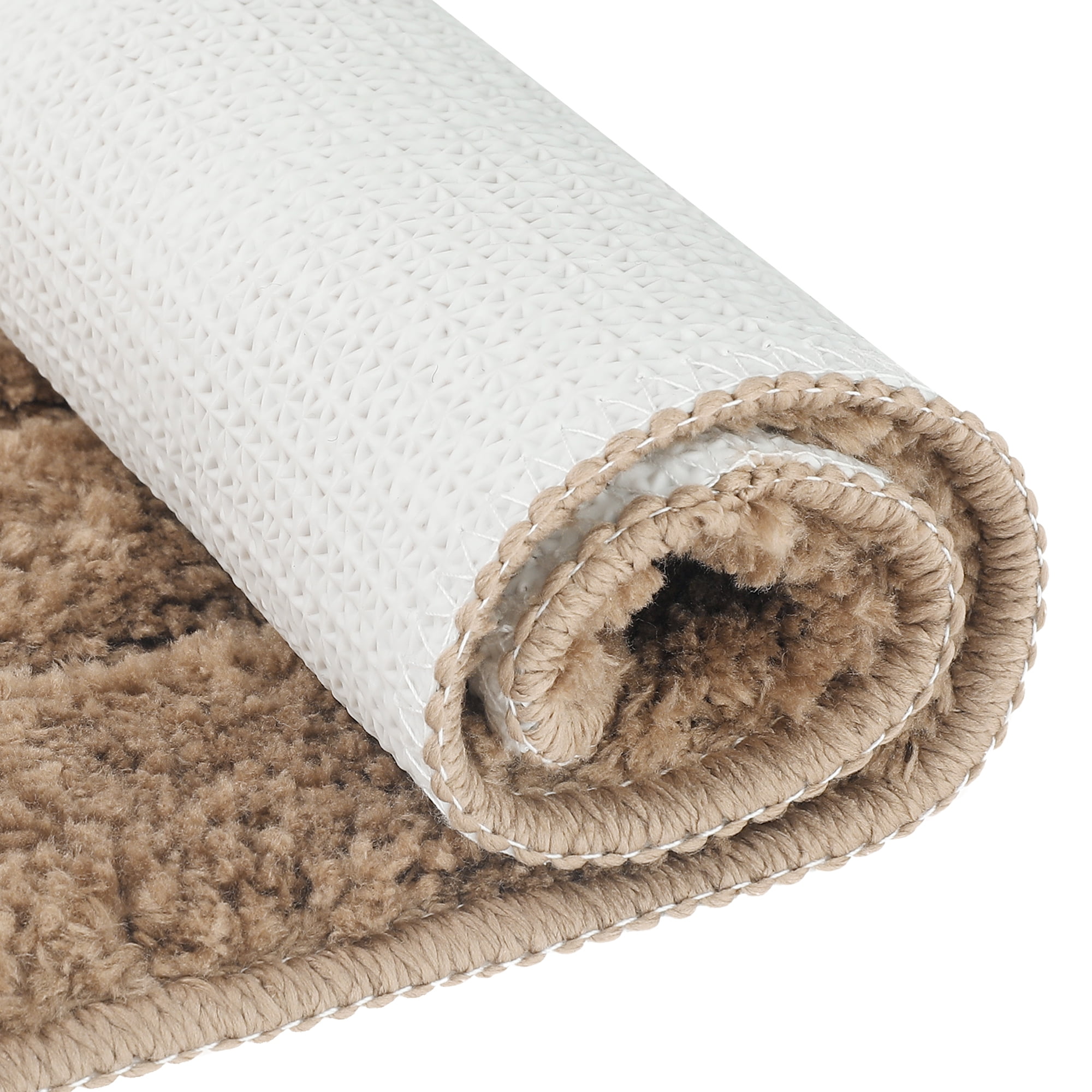 Unique Bargains Soft Absorbent Bath Mats 2 Pcs Non-Slip Plush Bathroom Rugs Brown 20" x 32"