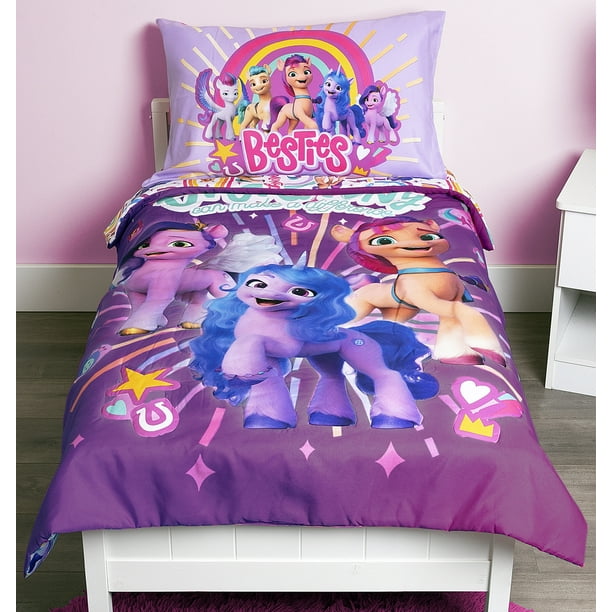 My Little Pony 4-Piece Toddler Bedding Set, Reversible Comforter