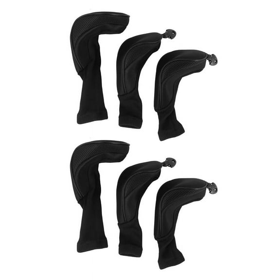 Black Golf Covers Driver 1 3 5 Fairway Woods Headcovers for Club Fits All and Clubs 6Pcs