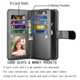 thumbnail image 5 of Samsung Galaxy Z Flip 5 Case, Galaxy Z Flip 5 Wallet Case Cover,PU Leather Cards Slots Holder [Kickstand] Flip Cover Magnetic Detachable Hard Case & Strap for Samsung Galaxy Z Flip 5 5G - Black, 5 of 10