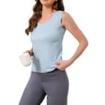 thumbnail image 4 of Womens Modal Pajama Tank Sleeveless U Neck Loungewear Basic Shirts Summer Sleep Tops XL Light Blue, 4 of 6