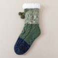 thumbnail image 2 of Fabrcox Unisex Fuzzy House Slipper Socks, Soft Plush Color Block, Non Skid Grips Fluffy Winter Indoor Crew Socks for Sleeping at Home (Green), 2 of 5