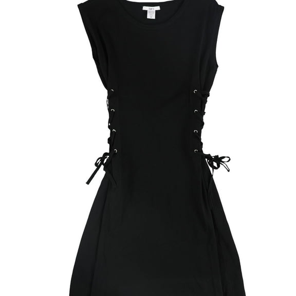 bar III Womens Lace-Up Sweater Mini Dress, Black, X-Large