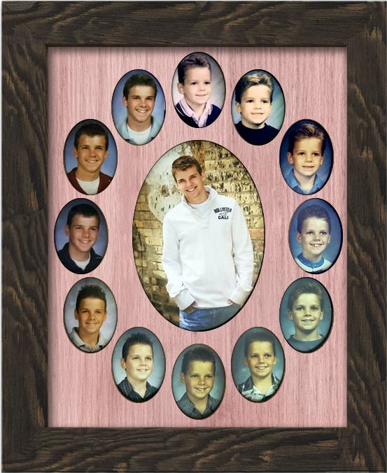 School Years Picture Frame Oval Collage Holds 2x3 Wallet Photos K