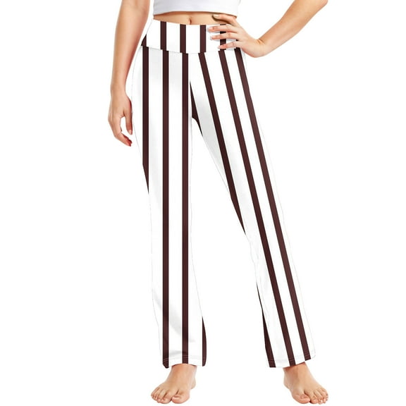 QQAMB Toddler Girls Strip Printed Straight Leg Yoga Pants Teens High Waisted Comfort Activewear Leggings for Kids