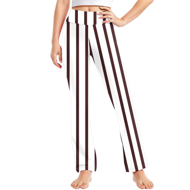 Odeerbi 2-13 Años Niñas Pantalones de Yoga de Pierna Ancha Pantalones de Entrenamiento A Rayas Baile Pantalones Deportivos Elasticidad Pantalones de Pierna Recta
