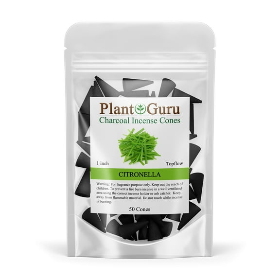Citronella Charcoal Incense Cones 1" TOPFLOW - 50 Pack - Natural Scented Cones Handmade Hand Dipped