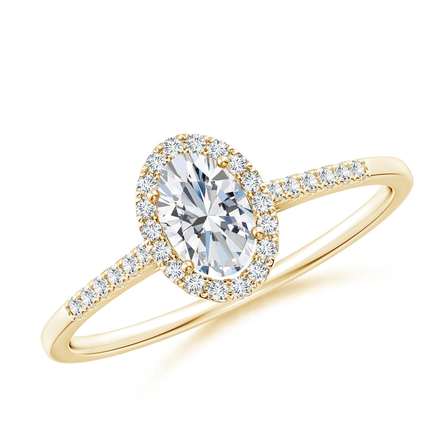 ANGARA Lab Grown Oval Diamond Halo Ring for Women in 14K Yellow Gold (Size-6x4mm | Color-F-G | Clarity-VS) | April Birthstone, Birthday, Anniversary, Jewelry Gift for Women | Lab-Grown Diamond Ring