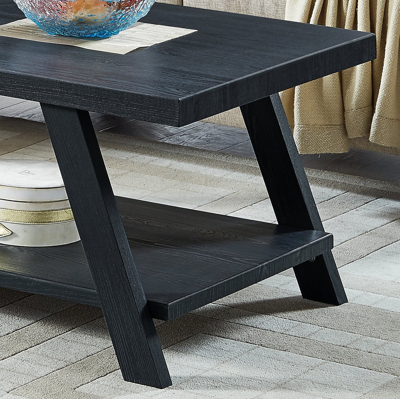 Athens Contemporary Wood Shelf Coffee Table