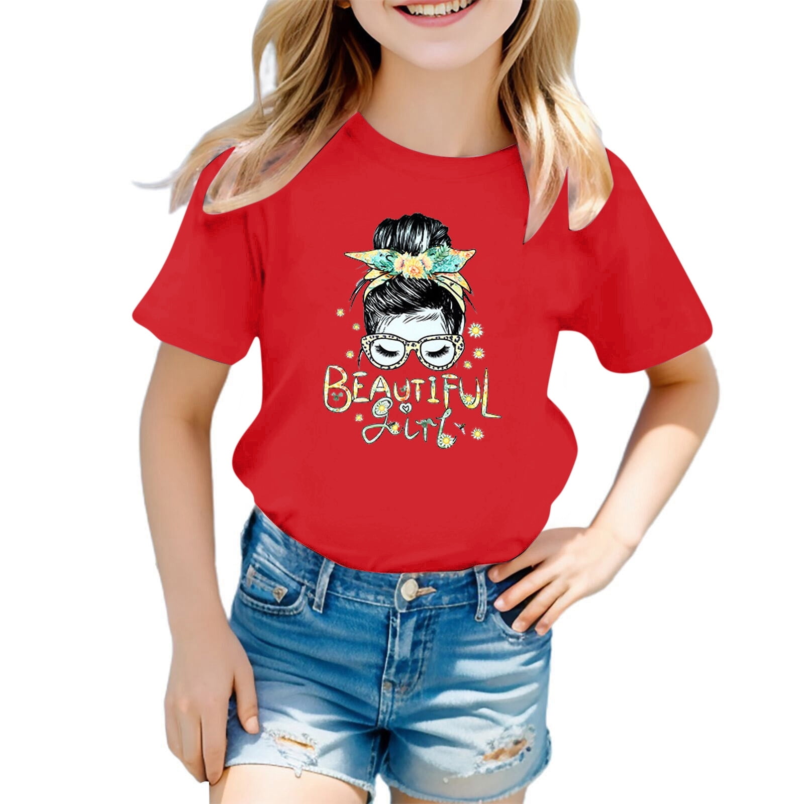 Girls red tee shirt hotsell