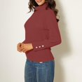 thumbnail image 5 of Women's Turtleneck Knitted Sweater Long Sleeve Casual Warm for Fall and Winter Wear, Ideal for Holiday Season and Daily Comfort, Soft and Insulating,Wine,XL, 5 of 6