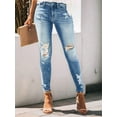 thumbnail image 4 of Women'S Skinny Ripped Trendy Jeans Distressed Stretchy Denim Pants Light Blue S, 4 of 8
