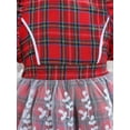 thumbnail image 5 of Kid Girl Christmas Plaid Print Dress 3Y 4Y 5Y 6Y 7Y 8Y Flying Sleeve Embroidery Tulle Patchwork A-Line Dress, 5 of 10